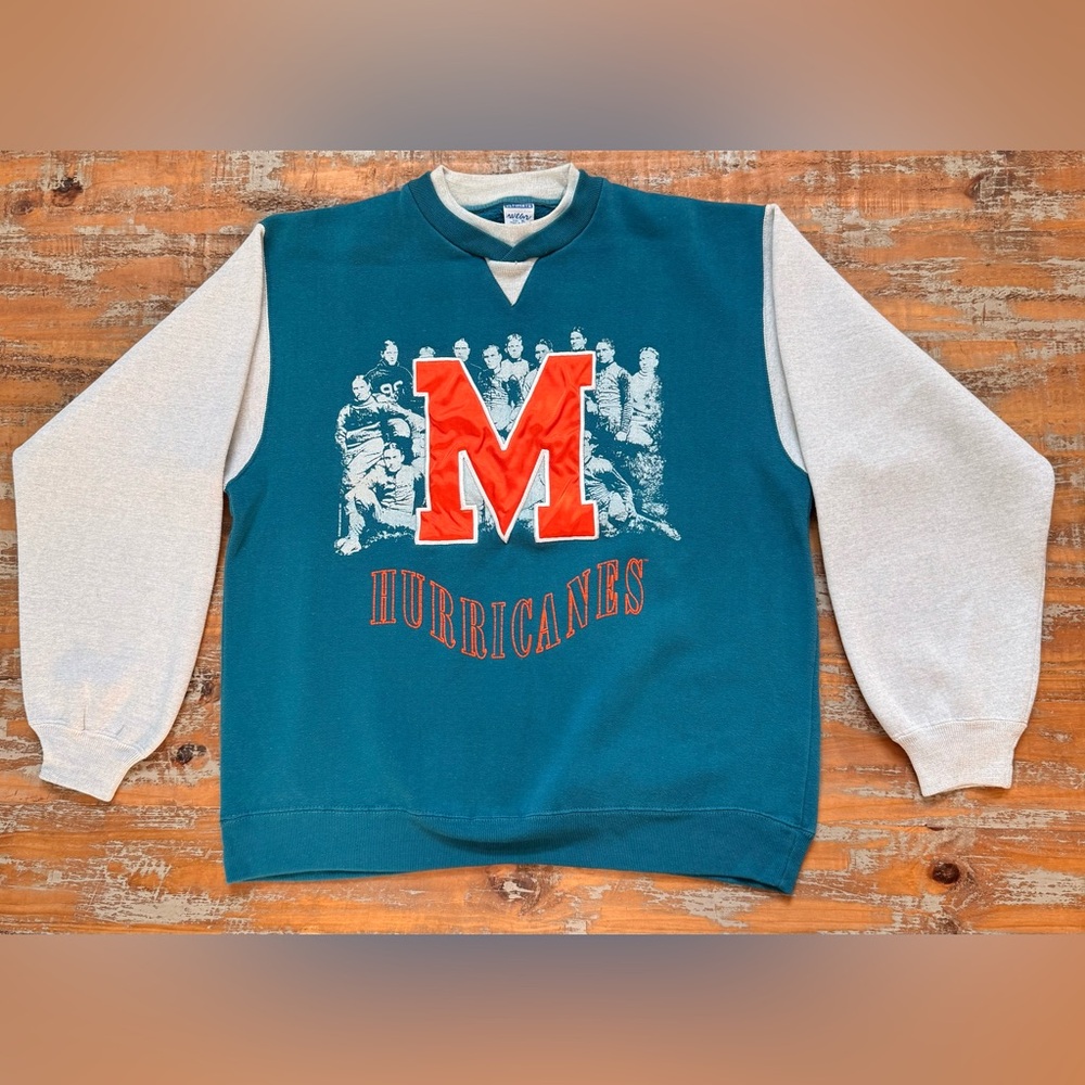 Vintage Miami Hurricanes Teal and Gray Hurricanes Sweatshirt